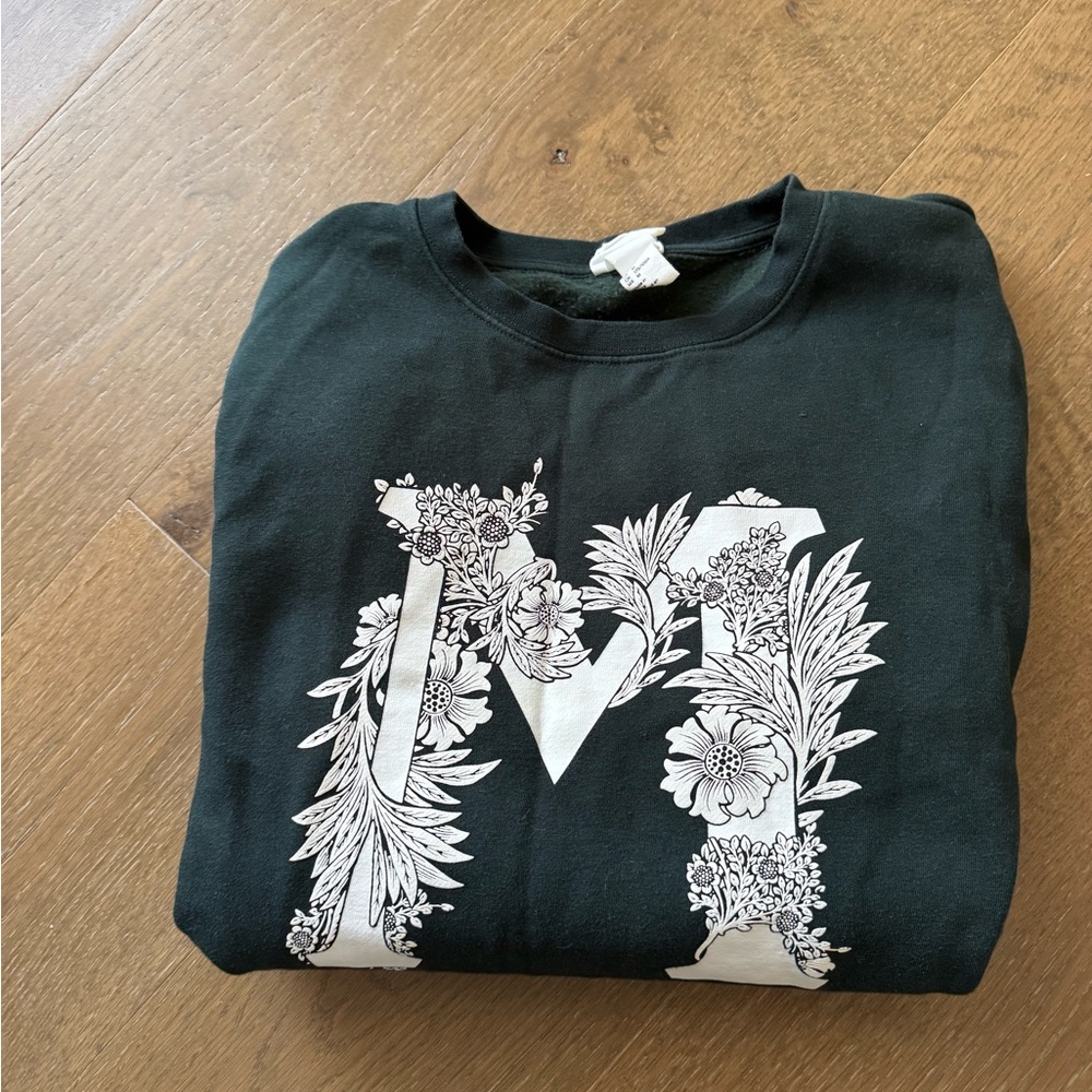 H&M x William Morris Dark Green Sweatshirt with Floral Letter M